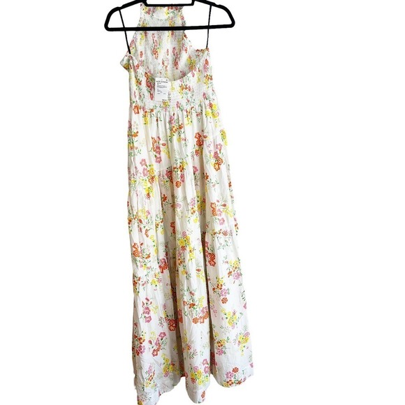S/W/F Shirred Floral Print Halter Sleeveless Tiered Garden Party Dress Sz M NWT - Picture 8 of 13